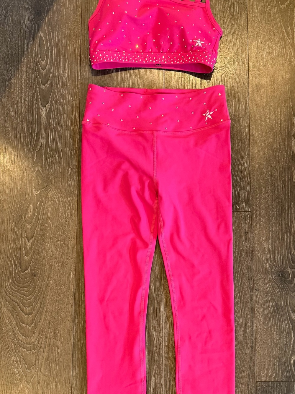 Girls Hot Pink Active Matching Set with Stud Detail